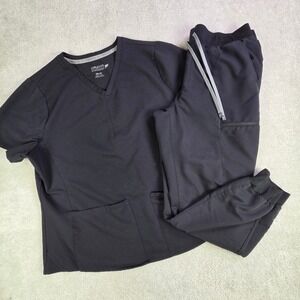Fabletics Scrubs Set Womens 2XL Top XL Jogger Bottom Black Stretch